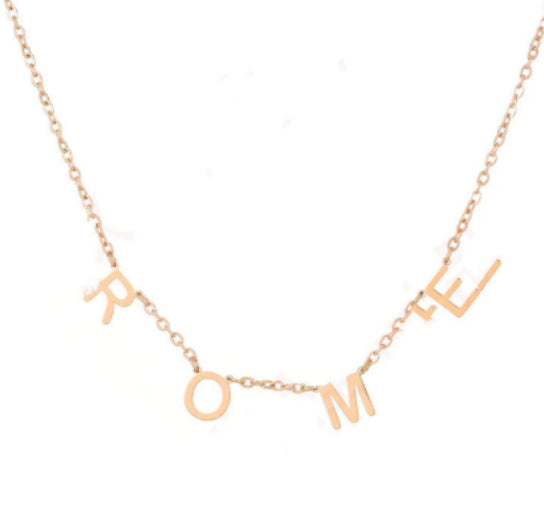 Custom-made Stainless Steel Serial Letter Necklace Electroplated With 18K Gold