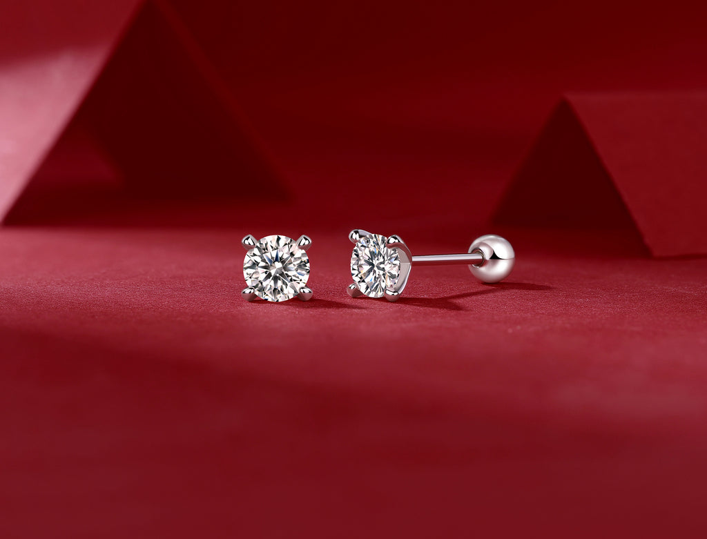 Earrings Set With 0.5-carat Top-quality Moissanite S925 Silver And Platinum-plated Stud Earrings