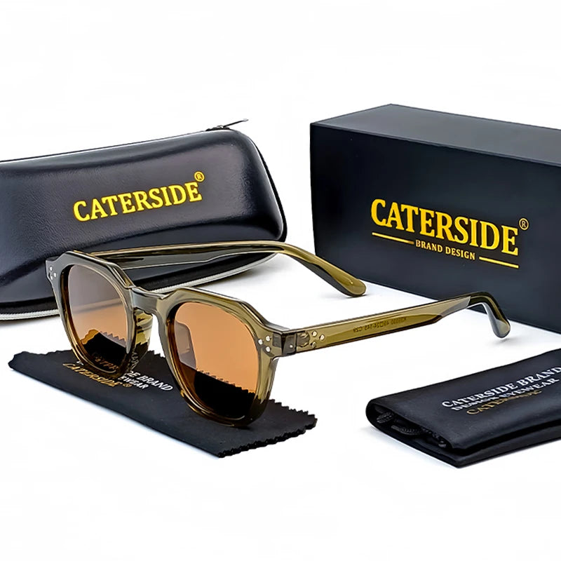 CATERSIDE Retro Polarized Unisex Sunglasses – TR90 Polygon Frame, Ultralight