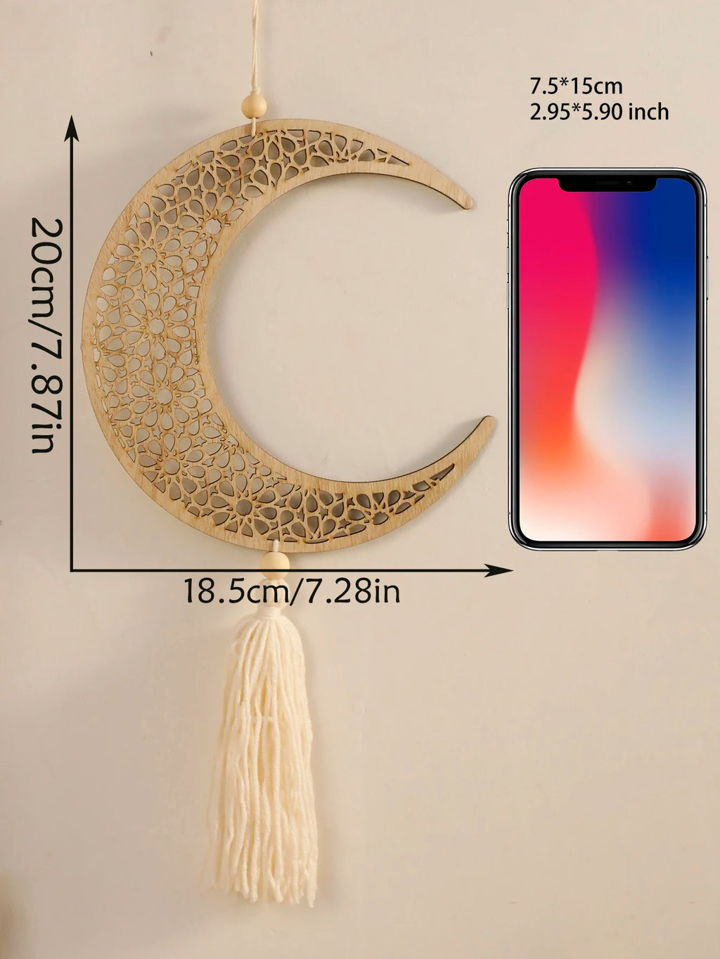 Ramadan Wooden Ornament – Moon & Star (Sold Individually)
