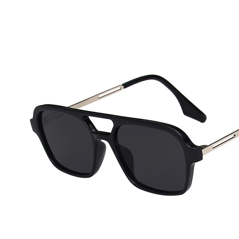 Retro Double Bridge Sunglasses – Unisex, Gradient, Square