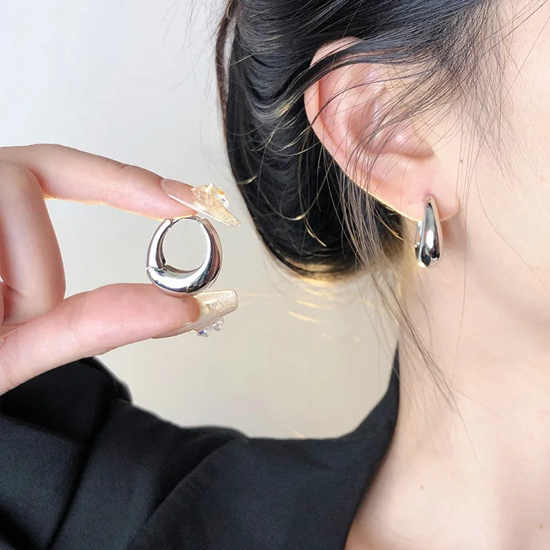 Chunky Stainless Steel Hoop Earrings – Women’s Statement Hoops