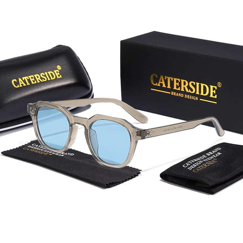 CATERSIDE Retro Polarized Unisex Sunglasses – TR90 Polygon Frame, Ultralight