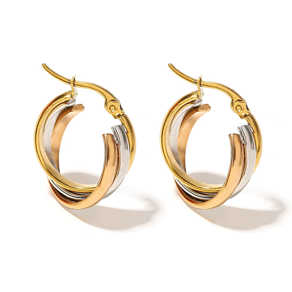 Stainless Steel U-Shaped Twisted Hoop Earrings