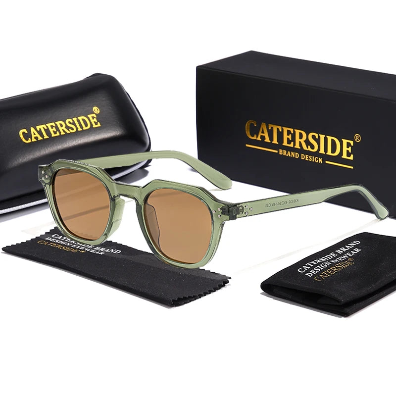 CATERSIDE Retro Polarized Unisex Sunglasses – TR90 Polygon Frame, Ultralight