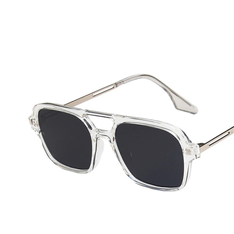 Retro Double Bridge Sunglasses – Unisex, Gradient, Square