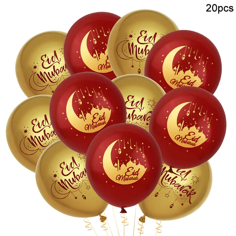 15–30pcs Eid Mubarak Balloons – Ramadan & Eid Decor