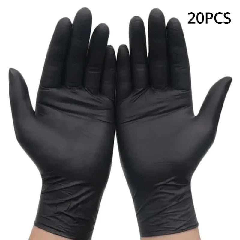 50/20PCS Disposable Black Nitrile Gloves – Latex-Free, Waterproof & Durable