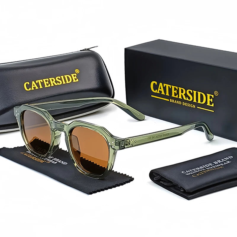 CATERSIDE Retro Polarized Unisex Sunglasses – TR90 Polygon Frame, Ultralight