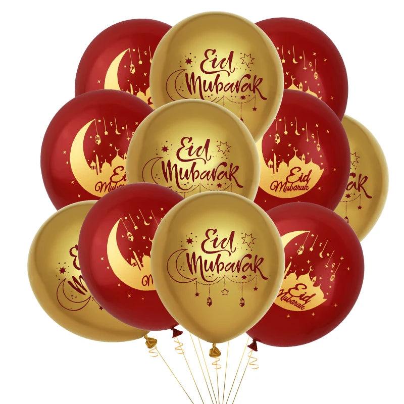 15–30pcs Eid Mubarak Balloons – Ramadan & Eid Decor