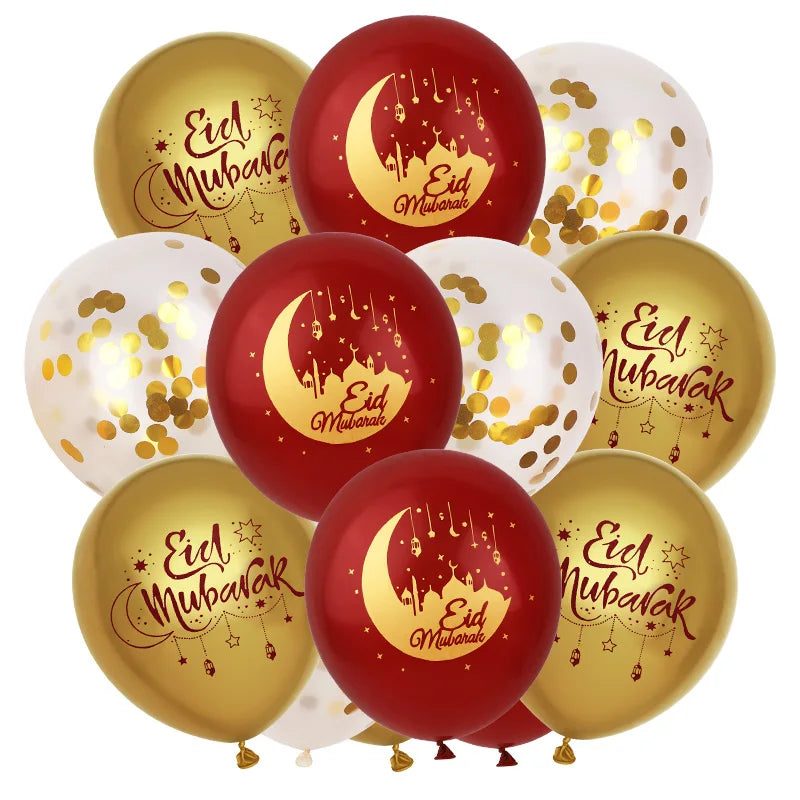 15–30pcs Eid Mubarak Balloons – Ramadan & Eid Decor