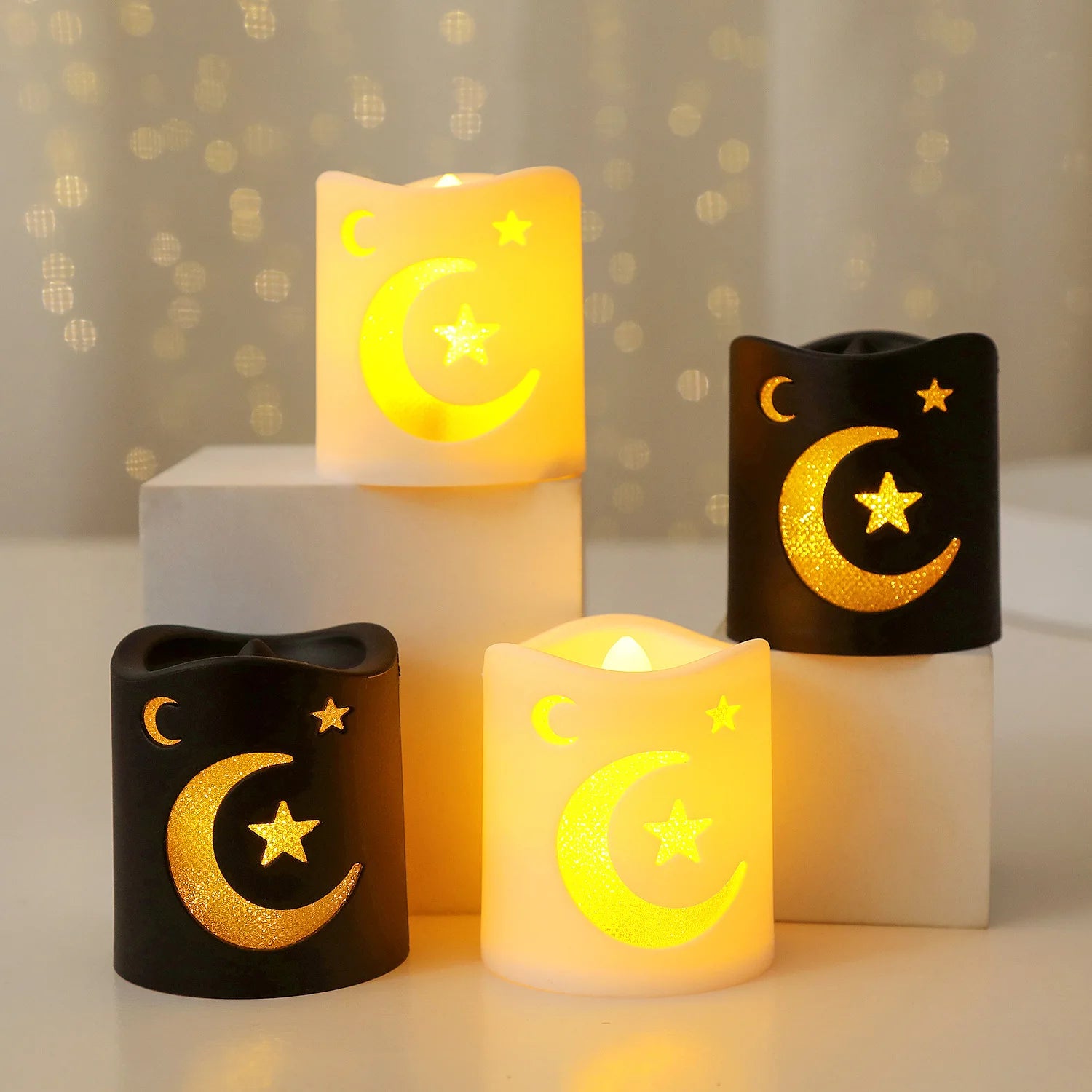 LED Ramadan Lanterns – Moon, Star & Castle, 4PCS