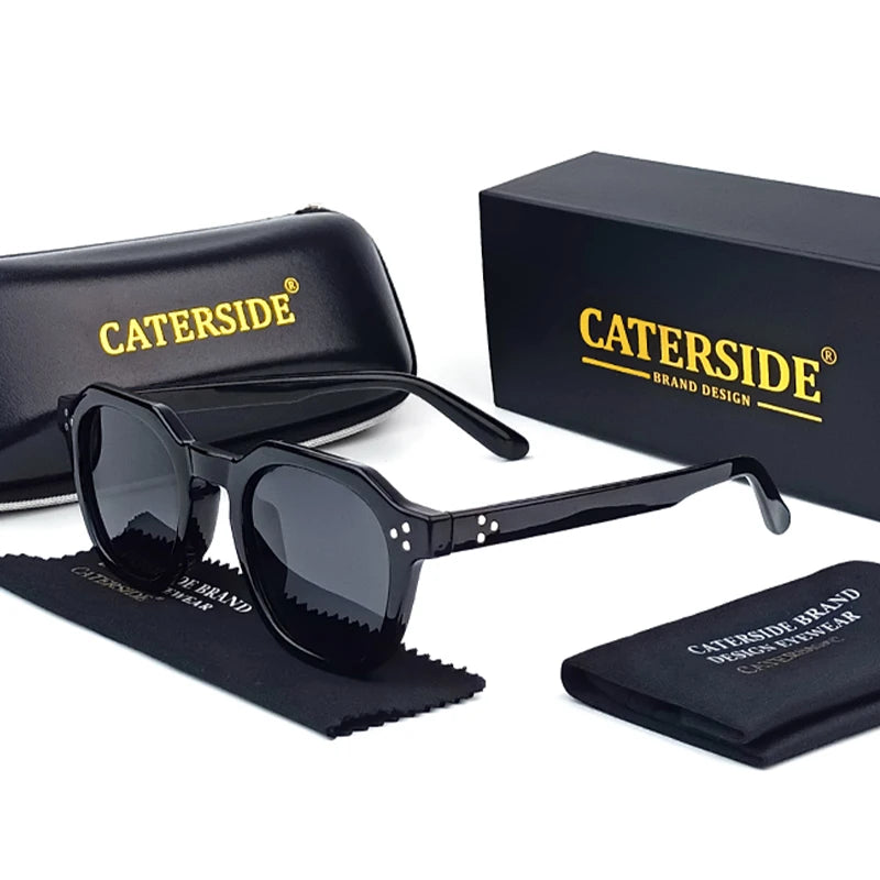 CATERSIDE Retro Polarized Unisex Sunglasses – TR90 Polygon Frame, Ultralight