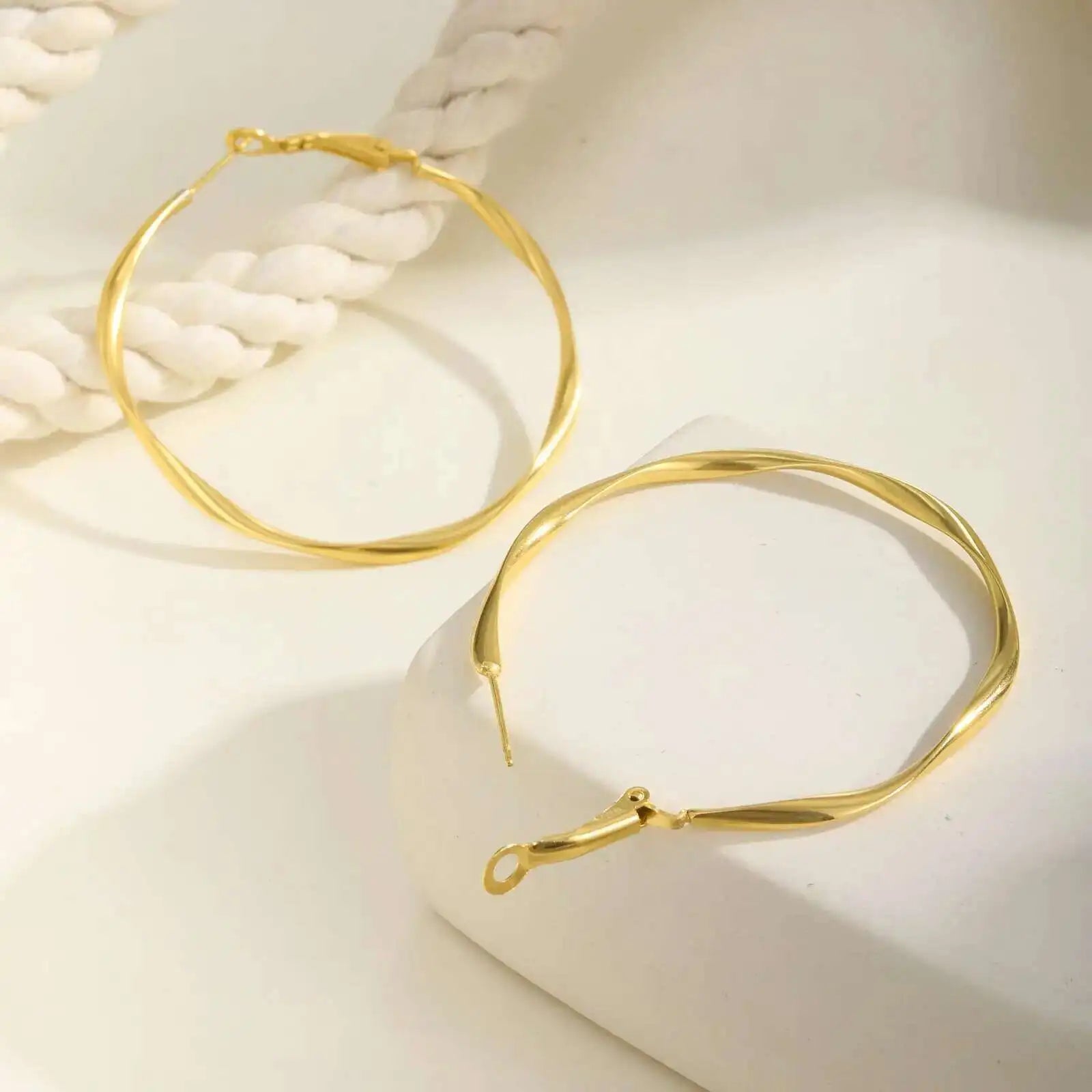 Twist Circle Stainless Steel Hoop Earrings