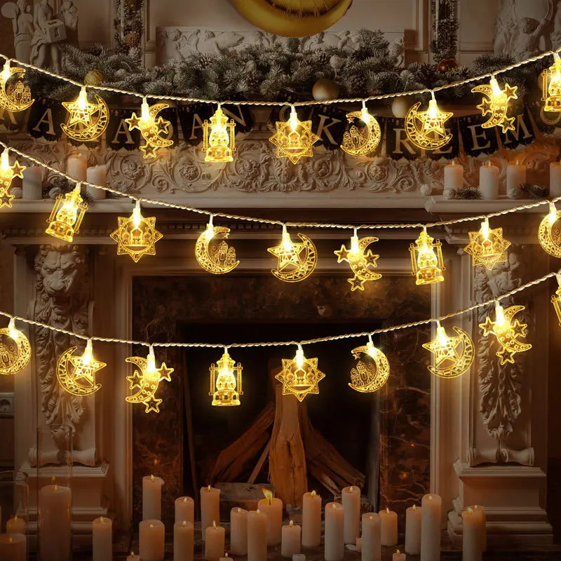 LED String Lights – Moon, Star & Lantern, Eid & Ramadan Decor