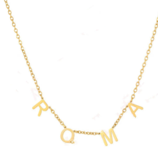 Custom-made Stainless Steel Serial Letter Necklace Electroplated With 18K Gold