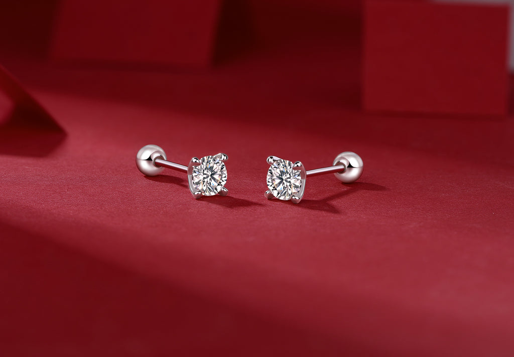 Earrings Set With 0.5-carat Top-quality Moissanite S925 Silver And Platinum-plated Stud Earrings