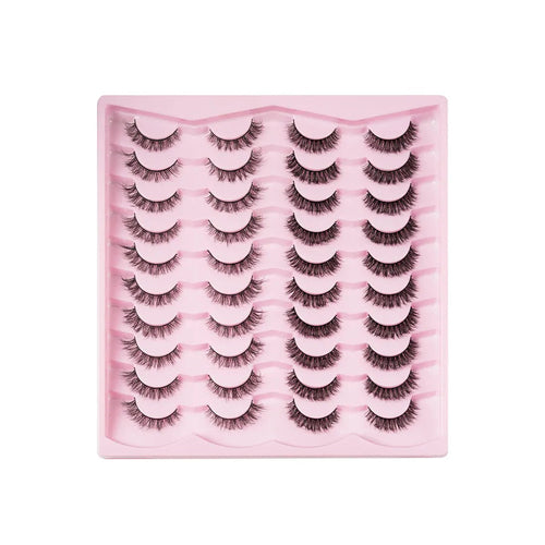 Airy Feeling Fluffy Fake Eyelashes Set Of 20 Pure Color Synthetic