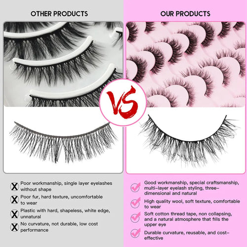 Airy Feeling Fluffy Fake Eyelashes Set Of 20 Pure Color Synthetic