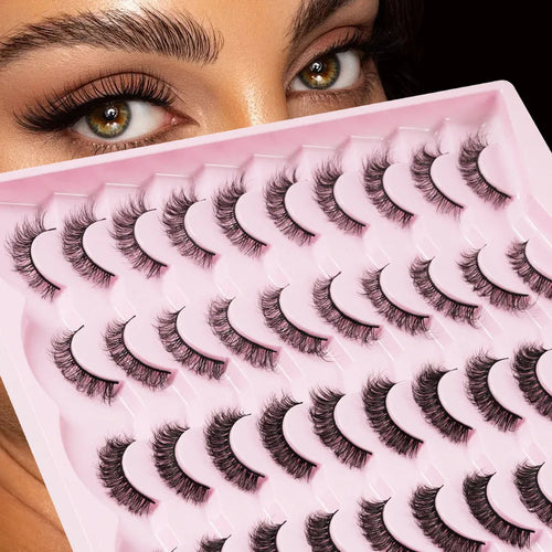 Airy Feeling Fluffy Fake Eyelashes Set Of 20 Pure Color Synthetic