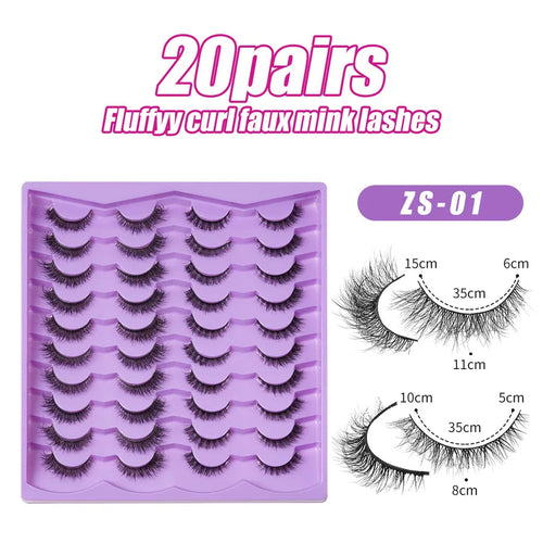Airy Feeling Fluffy Fake Eyelashes Set Of 20 Pure Color Synthetic