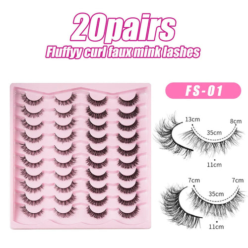 Airy Feeling Fluffy Fake Eyelashes Set Of 20 Pure Color Synthetic
