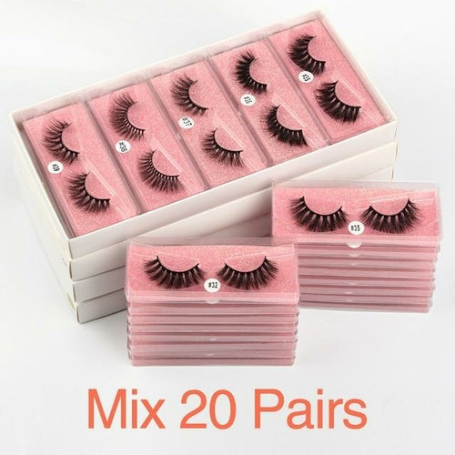 Mink Eye Lashes Wholesale 20/30/40/100 PCS  Mink Fluffy Fake Eyelashes